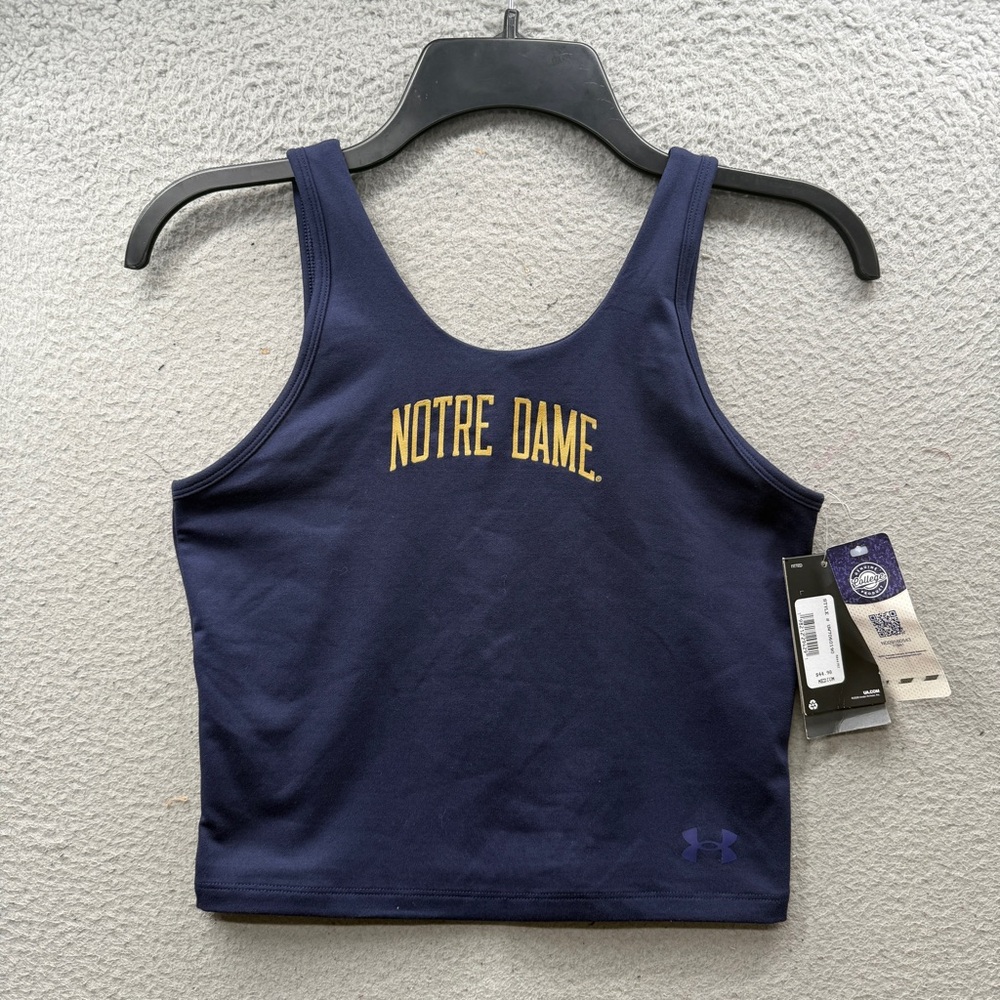 Under Armour Heat Gear Notre Dame Crop Deep back Tank Sport Bra Womens M